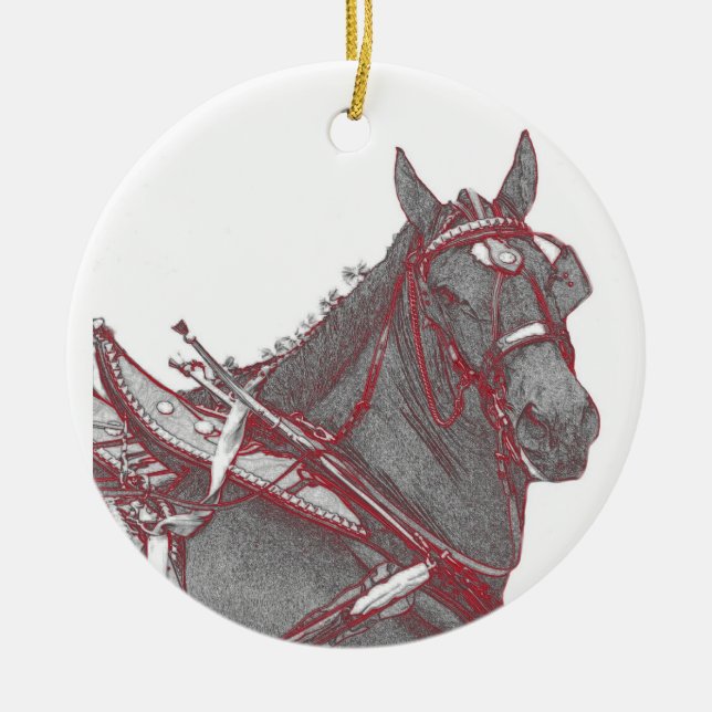 Cerâmica Ornamento do cavalo de Percheron (Frente)