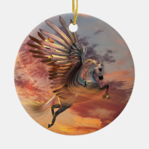 Cerâmica Ornamento do cavalo do por do sol de Pegasus