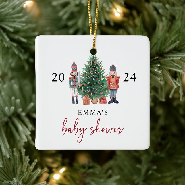 Cerâmica Ornamento do Chá de fraldas do Noz-Cracker (Nutcracker Baby Shower Ornament
)