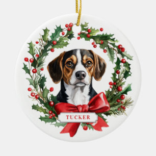 Cerâmica Ornamento do Círculo Cerâmico Cão de Natal