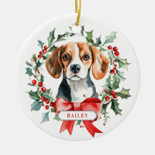 Cerâmica Ornamento do Círculo Cerâmico Cão de Natal