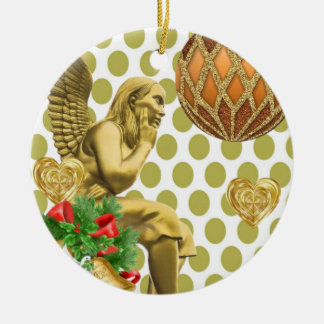 Cerâmica Ornamento do Círculo de Natal, Anjo Dourado