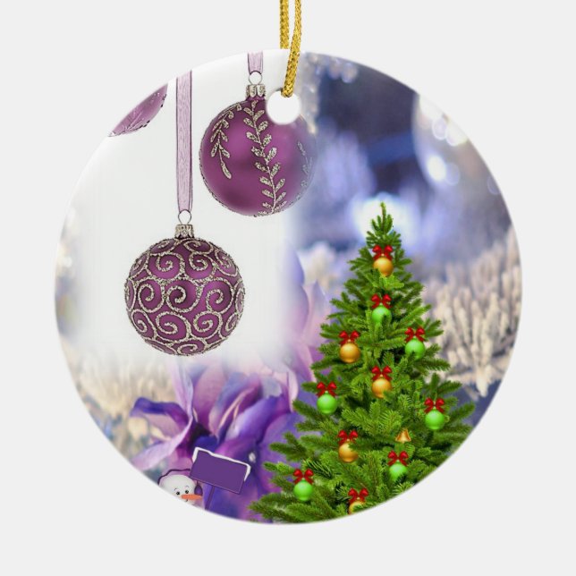 Cerâmica Ornamento do Círculo de Natal, Árvore de Natal (Frente)