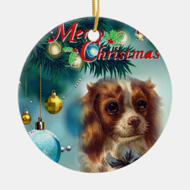 Cerâmica Ornamento do Círculo de Natal, Feliz Natal (Frente)