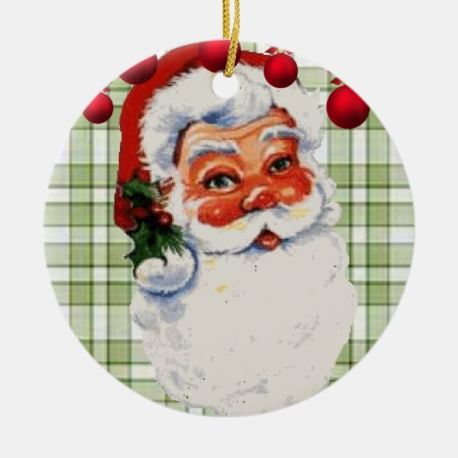 Cerâmica Ornamento do Círculo de Natal, Papais noeis (Frente)