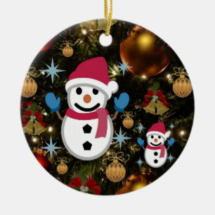 Cerâmica Ornamento do Círculo de Natal, Snowman