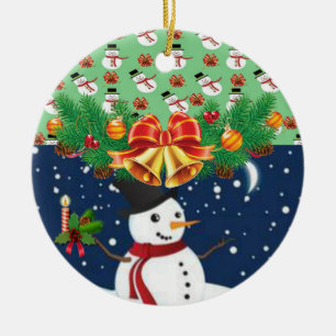 Cerâmica Ornamento do Círculo de Natal, Snowman