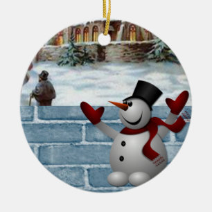 Cerâmica Ornamento do Círculo de Natal, Snowman