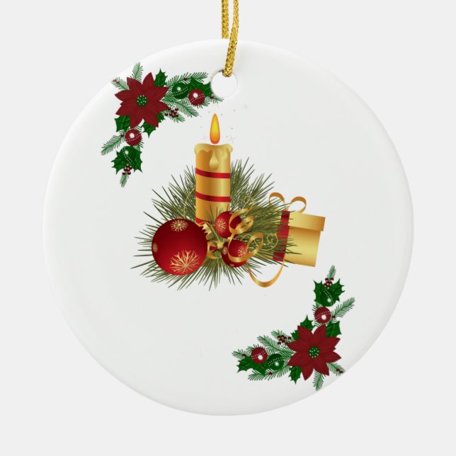Cerâmica Ornamento do Círculo de Natal, Vela de Natal (Frente)