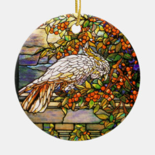 Cerâmica Ornamento do Cockatoo do vitral de Tiffany