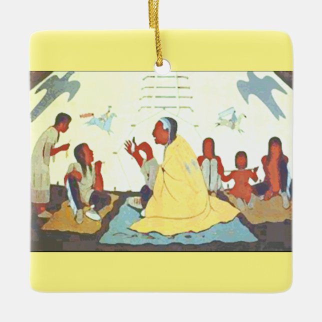 Cerâmica Ornamento do contador de histórias de Lakota (Frente)