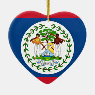 Cerâmica Ornamento do coração da bandeira de Belize