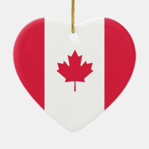 Cerâmica Ornamento do coração da bandeira de Canadá & de