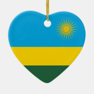 Cerâmica Ornamento do coração da bandeira de Rwanda