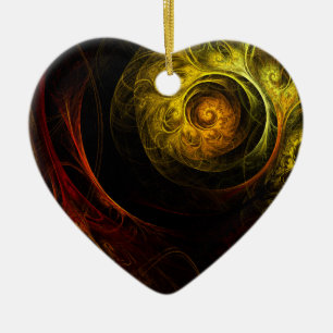 Cerâmica Ornamento do Coração de Abstrato de Arte Floral Su