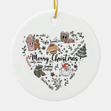 Ornamento do Coração de Natal, Ornamento de Feliz 