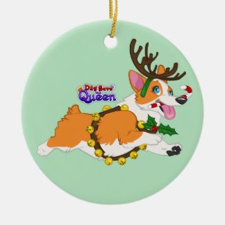 Cerâmica Ornamento do corgi de Jingle Bell