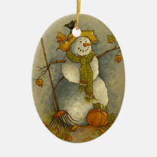 Cerâmica Ornamento do Dia das Bruxas do boneco de neve de