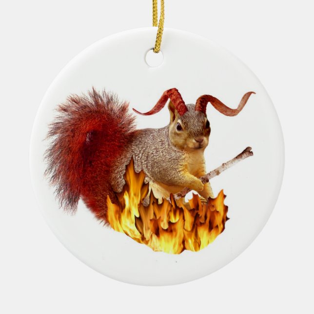 Cerâmica Ornamento do esquilo de Krampus (Frente)