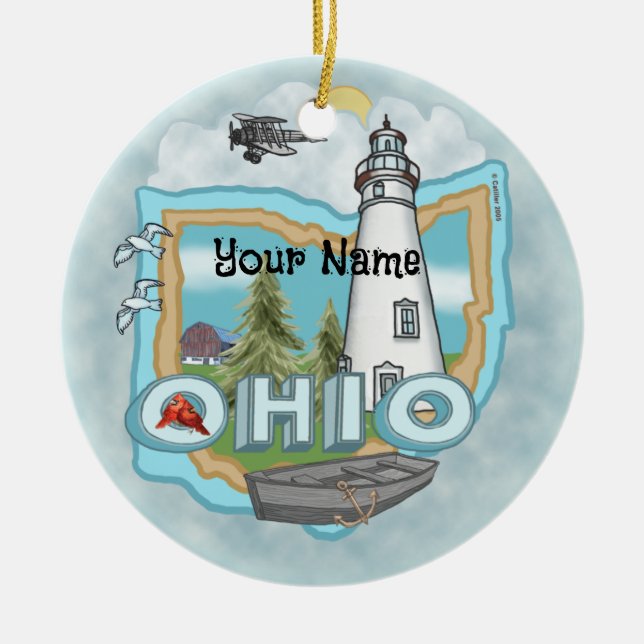 Cerâmica ornamento do farol de Ohio (Frente)