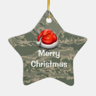 Cerâmica Ornamento do Feliz Natal da estrela de Camo da