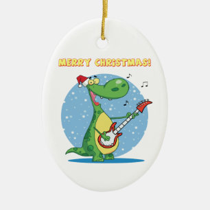 Cerâmica Ornamento do Feliz Natal do dinossauro de Rockin