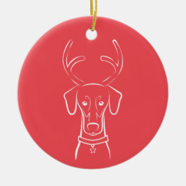 Cerâmica Ornamento do feriado de DTDR - Doberman natural