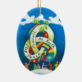 Cerâmica Ornamento do feriado do Natal - paz de mundo