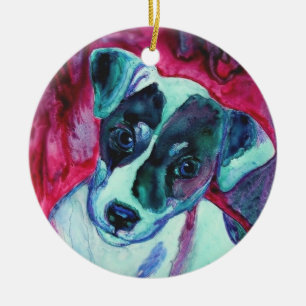 Cerâmica Ornamento do filhote de cachorro de Jack Russell