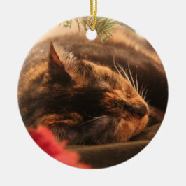 Cerâmica Ornamento do gato de chita do Natal