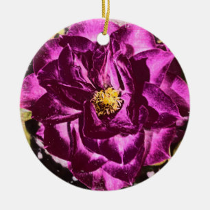 Cerâmica Ornamento do girassol do rosa do roxo e do urso de