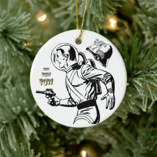 Cerâmica Ornamento do Homem de Arma de Raios Retro