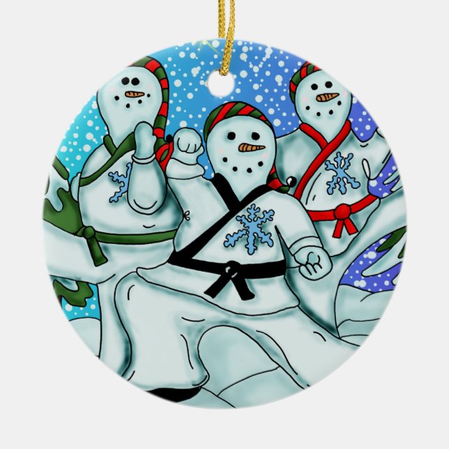 Cerâmica Ornamento do karaté dos bonecos de neve (Frente)