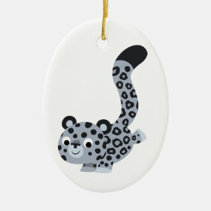 Cerâmica Ornamento do Leopardo da Neve de Landing Bonita