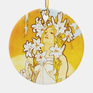 Cerâmica Ornamento do lírio de Alphonse Mucha