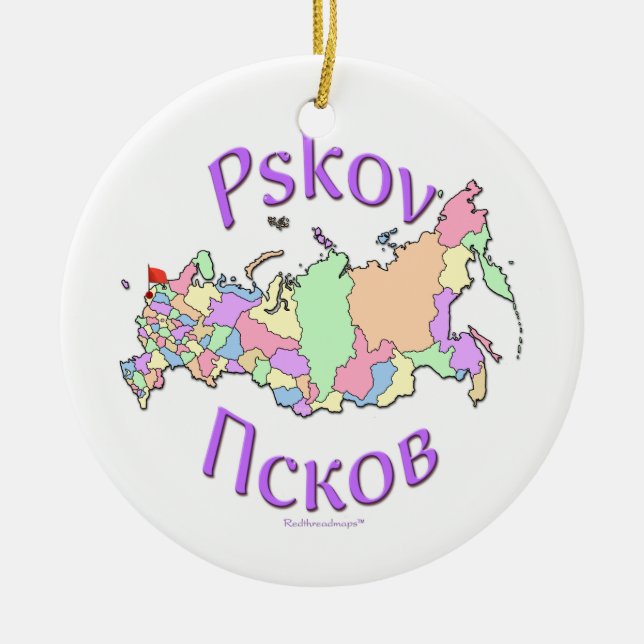 Cerâmica Ornamento do mapa de Pskov Rússia (Frente)