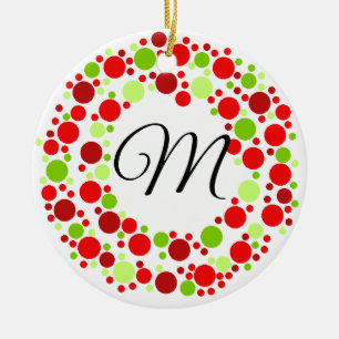 Cerâmica ornamento do monograma da coroa de Natal
