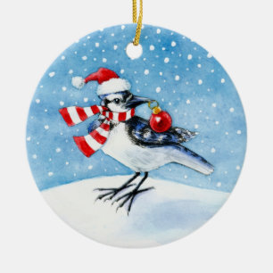 Cerâmica Ornamento do Natal ou do inverno de Jay azul