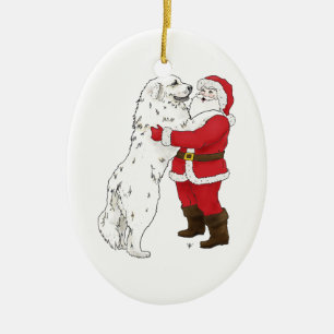 Cerâmica Ornamento do papai noel de grandes Pyrenees