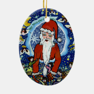 Cerâmica Ornamento do papai noel do Natal - paz de mundo