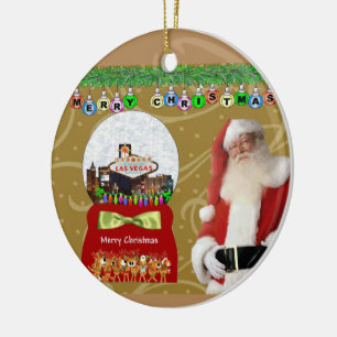 Cerâmica Ornamento do papai noel do Snowball de Las Vegas