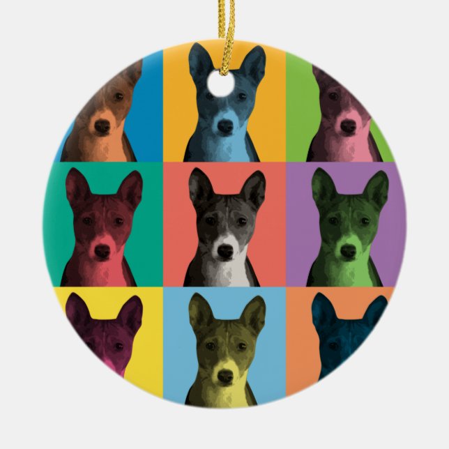 Cerâmica Ornamento do pop art de Basenji (Frente)