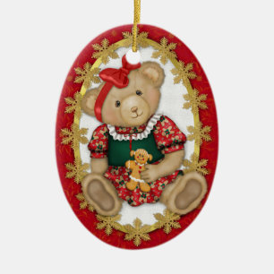 Cerâmica Ornamento do Urso de Feliz - Oval 2