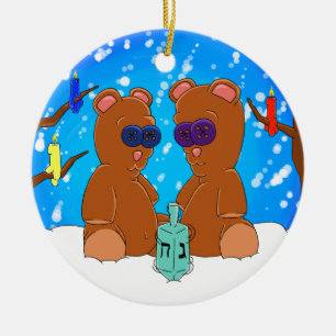 Cerâmica Ornamento do urso de ursinho de Hanukkah