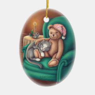 Cerâmica Ornamento do urso e do gato de ursinho