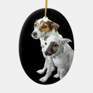 Cerâmica Ornamento dois de Jack Russell Terrier