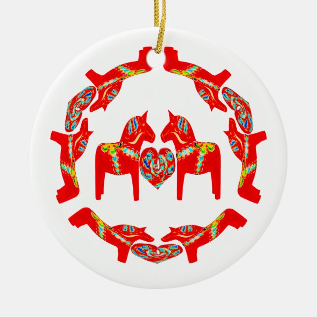 Cerâmica Ornamento dos corações de w dos cavalos de Dala do (Frente)