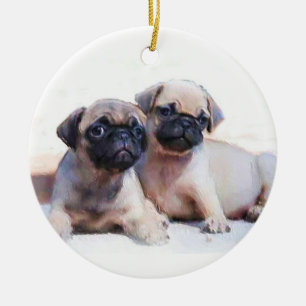 Cerâmica Ornamento dos filhotes de cachorro do Pug
