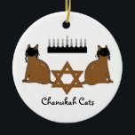 Cerâmica Ornamento dos gatos de Chanukah<br><div class="desc">PRLimages é uma divisão das pinturas por Rachel Lowry.</div>