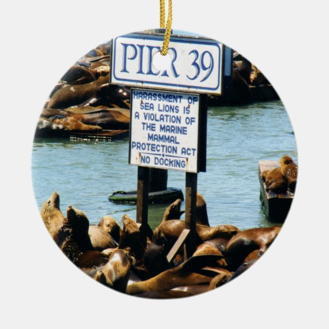 Cerâmica Ornamento dos leões de mar do cais 39 (Frente)